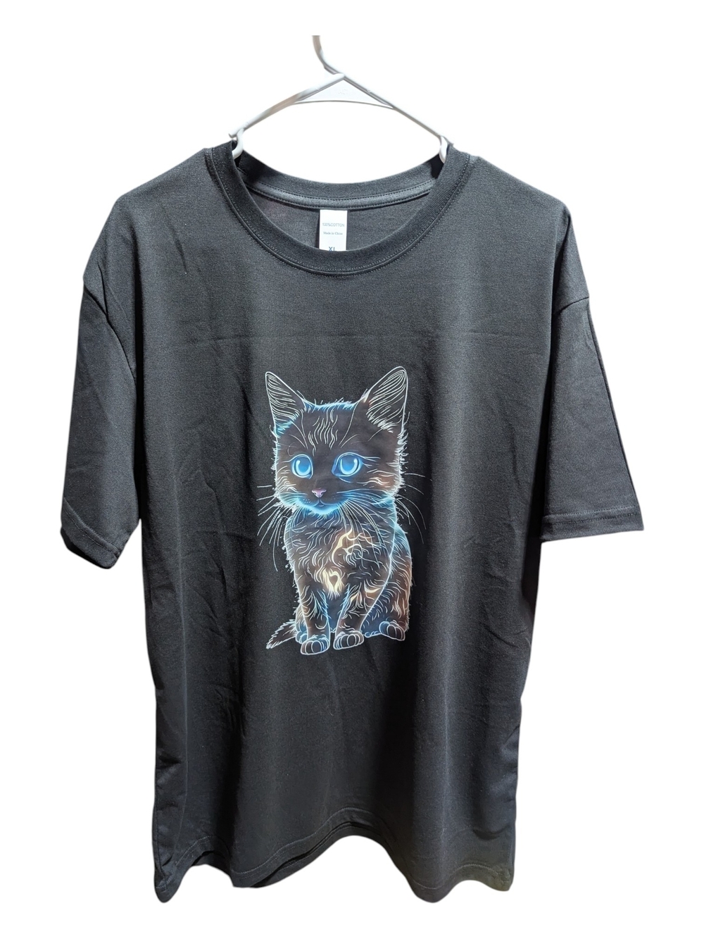 Cat Graphic T Shirt Sz XL Kitten Black Relaxed Fit Casual Unisex NEW